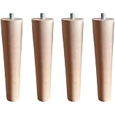 12 cm Ham Konik Ahşap Ayak, Mobilya Ayağı &ndash; 4'l&uuml; Set | Masif Ahşap | Bağlantı Aparatlı | Sehpa, Puf, Komodin ve Dolap | Boyan