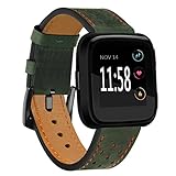 Hunpta@ Mode Sport Leder Armband mit Metallverbindern für Fitbit Versa(5.5-8.1inch) (Grün)