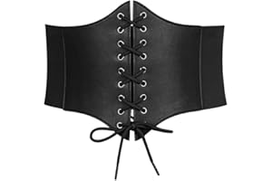 WERFORU Women Tied Waspie Belt Lace-up Stretchy Cinch Belt Retro Theme Party Elastic Wide Belt Corset Belt for Halloween