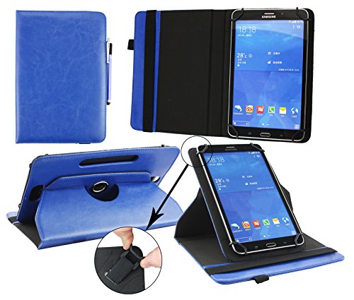 Emartbuy® Alcatel OneTouch Pixi 3 10 Zoll Tablet Universal ( 9 - 10 Zoll ) Dark Blau Premium PU Leder 360 Grad Rotierende Stand Folio Geldbörse Tasche Hülle + Blau Eingabestift