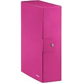 Leitz, Box, button closure, laminated cardboard, size 25 x 35, WOW, colour Fuchsia metallic back 10 cm