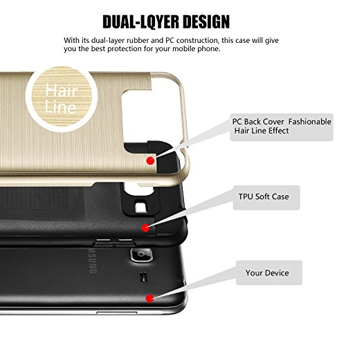 tinxi   Caso protector de la alta calidad de la PC y silicona para Samsung Galaxy J3 DUOS 2016  SM-J320F  5 0 pulgadas antideslizante backcover prueba de golpes Protecci  n Cubierta de la caja con el oro fondo