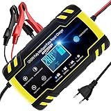 NWOUIIAY Autobatterie Ladegerät 8A/12V 4A/24V Batterieladegerät Auto Vollautomatisches Ladegerät mit LCD-Bildschirm Batterieladegerät für Auto