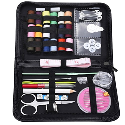 YOEEKU Nähzeug Nähset Nähmaschinengarn für Zuhause,Reise und Notfall, Sewing Zubehör,mit Schwarzer Ledertasche
