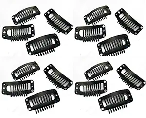 Majik Clips For Hair Toupee Hair Patch Clips Wig Clips Men And Boys (Set Of 12 Pcs) 20 Grams Black Pack Of 1