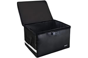 Hodufy Grande Boite Anti Feu,Verrouillable Boîte à Documents Ignifugée Etanche avec Bande Réfléchissantes,Pliable Boîte de Rangement Ignifugée pour Documents Sacs/Dossiers etc.