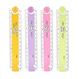 jannyshop 4 Pcs Règle Pliante Étudiant Règle Géométrie de Bande Dessinée en Plastique Dessin École Fournitures Scolaires Enfants Cadeaux (Couleur Aléatoire)