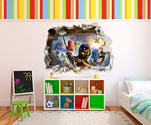 Wandtattoo Aufkleber Lego NINJAGO 3D zerstörten Wand Stil Groß Lego