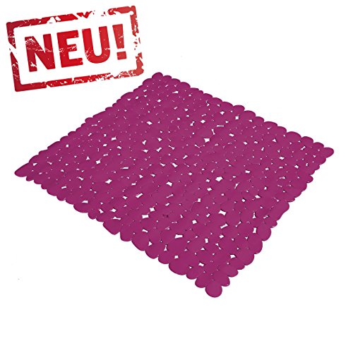 Badematte Duscheinlage Duschmatte Sicherheitseinlage für die Dusche Modell "LITTLE STONES" Größe: 53 x 53cm - FARBE: Lila