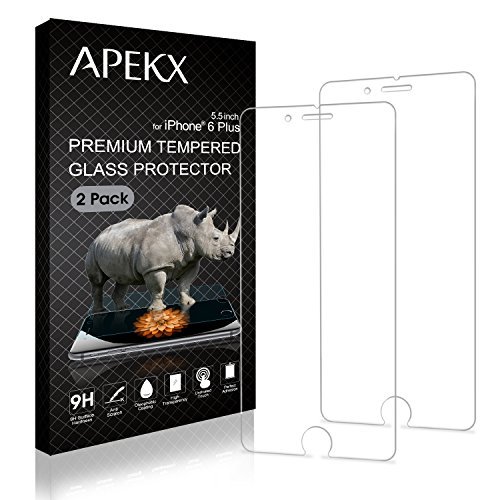 APEKX iPhone 6S Plus/iPhone 6 plus Tempered Glass Screen Protector 5.5 Inch 9H 3D Touch Compatible Max Touch Accuracy Durability HD Clarity Bubble Free Anti-Fingerprint (iPhone 6S Plus/iPhone 6 plus)
