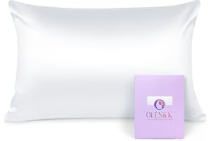 OLESILK Taie d'oreiller en Soie Naturelle de mûrier 16 Mommes: Prend Soin de Votre Peau et Moins de Perte de Cheveux - Blanche, 40x60cm