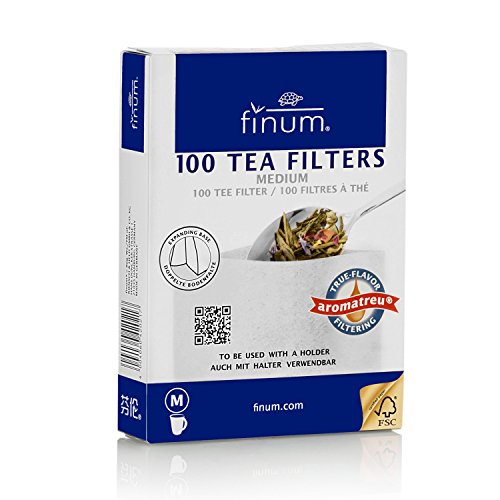 FINUM Lot de 100 filtres à thé pour 6 Tasses Taille M 100 x 130 mm