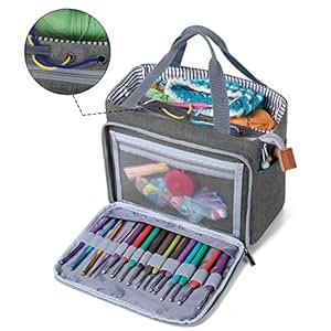 Luxja Handarbeitstasche Häkeln, Garn Aufbewahrung, Tasche Stricken für