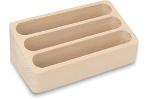 DIOCHE Soportes para Tarjetas, Portatarjetas de Visita de Madera con 3 Ranuras para Oficina, Salón y Mesa