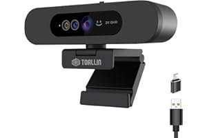 TOALLIN Cámara Web 2K QHD para Windows Hello Face, cámara de reconocimiento Facial por Infrarrojos, cámara Web USB con micrófono, cámara Web para computadora para videollamadas