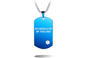 MOWOM Medical Custom Engraved ID Tags Pendant Stainless Steel Medical Alert Necklace for Men Women with Emergency Card