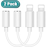 [2 Pack] Headphone Adapter for iPhone to 3.5mm Jack Aux Audio Earphone Converter Connecter Accessories Plug and Play Adaptor Compatible for iPhone 11 Pro Max X/XS/XR/7/8 Support All iOS System White