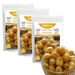 Fab box Tangy BBQ Flavour Roasted Makhana Snack | Protein and Fiber Rich Superfood | Gluten Free Protien Snack, Healthy Evening Snacks for Kids and Adults, 70 Grams (Pack of 3)