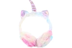 CLISPEED Copriorecchie per bambini, a forma di unicorno in peluche Copriorecchie invernali Copriorecchie, pieghevole per Donne Bambini Adulti Natale in piena aerea