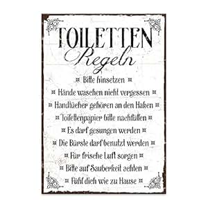 Holzschild mit Spruch – TOILETTEN-REGELN – shabby chic retro vintage