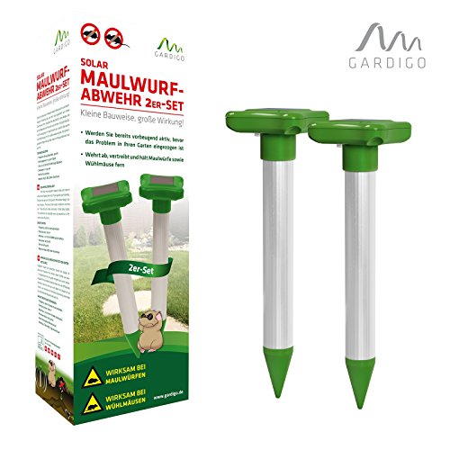 Gardigo Solar Maulwurfabwehr 2er Set, Maulwurfschreck, Maulwurfbekämpfung, Wühlmausschreck, mit Alu-Stab und IP56, 700 m² Wühltierfrei - 7