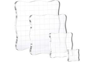 TOLENRE 4 Pieces Clear Stamp Blocks, Acrylic Stamp Blocks, Transparent Stamping Blocks, Clear Acrylic Stamps, Stamping Blocks Tools with Grid Lines for Scrapbooking Crafts Making, DIY Ornaments