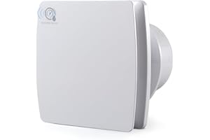 Hose Vary Ventilador de baño con sensor de humedad de 100 mm, silencioso, ventilador de ventana, ventilador de pared con válvula antirretorno, anillo de montaje de ventanas, sensor de temperatura para
