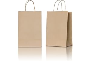 GRUPO DARIK 30 Bolsas de papel Kraft 24x18x8 cm | Bolsa de papel kraftc con asas | Bolsas marrón (24x18x8 cm, Marrón)