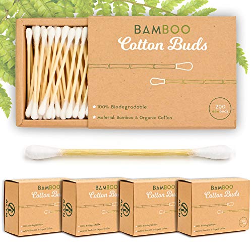 Alyn Bamboo Cotton Buds 4 Pack (800 Pieces) Wooden Ear Wax Swabs