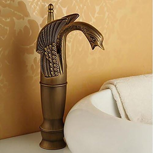 Bronze antique hot and cold faucet basin single-hole wash basin faucet delicate swan , B