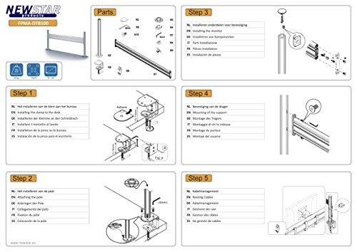Newstar Desk Mount Toolbar for up to three 10-24
