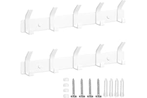 TENXSNUG Percheros Pared 2 Piezas, Colgador Pared Inoxidable con 5 Ganchos, Ganchos de Perchero Coat Hooks para Cocina, Baño y Dormitorio, Blanco