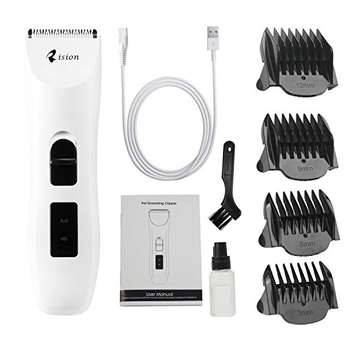 Preisvergleich Produktbild Hundeschermaschine, Rision Geringe Vibrationen Li-Ion-Akku USB Akku Haustiere Elektrische Haarschneidemaschine für Hunde & Katzen, Premium Haustier Haarschneider für kleine / mittlere / große Tier