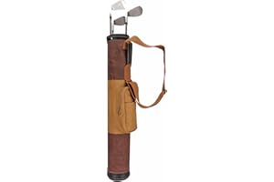 TOURBN TOURBON Vintage Golf Bag Canvas and Leather Golf Club Carry Bags with Shoulder Strap for Men Women