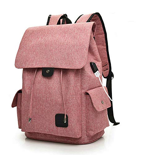 Teimose 15.6inch Laptop Backpack With USB Charging Port, iCasso Lightweight Functional Durable Nylon Travel Notebook Computer Bag Casual Daypack Rucksack for Men & Women ... (PINK)