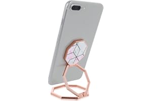 cobee Anneau de support pour téléphone portable, rotation à 360 ° en métal, support pliable pour téléphone portable, compatible avec la plupart des smartphones (marbre rose rouge)