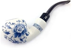 MUXIANG Pipa per tabacco in ceramica con bocchino a stelo acrilico piegato per filtri di carta da 9 mm (AN0001)