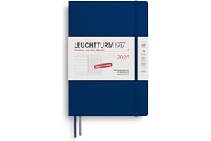 LEUCHTTURM1917 372480 kalendarz tygodniowy i notatnik średni (A5) na rok 2026, 12 miesięcy, granatowy, niemiecki