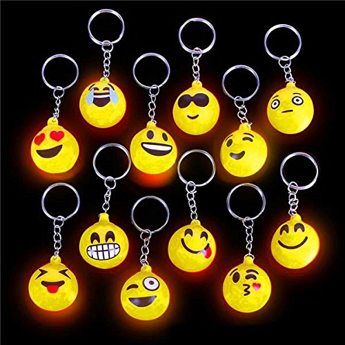 German Trendseller® – 6 x LED Emoji Mix┃ inkl. Anhänger ┃ Blinklicht ┃ Emoticons ┃ Mitgebsel ┃ Kindergeburtstag ┃ 6 Stück - 2