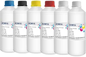 AOMYA DTF Ink Lot de 6 cartouches d'encre à transfert thermique pour toutes les imprimantes EPN DTF, ET-8550 ET-8500 DX5 DX7 5113 XP600 I3200 1000 ml x 6 2WH+BCMY