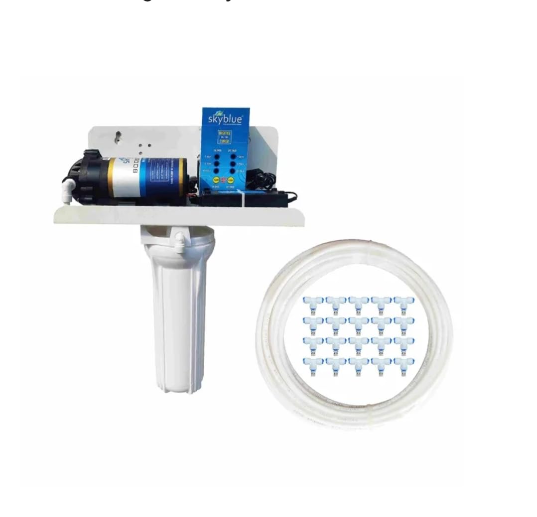 UNYQ Fogger Kit for Dairy farm, Restaurant and Marriage Place of 20 Brass Nozzles with Timer and Other Accessories