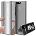 Produktbild Homikon Luxury PU Leder Spiegel Hülle Lederhülle Bookstyle Beirftasche Folio Schutzhülle Slim Fit Klappbar Handyhülle Cool Männer Mädchen Standfunktion Etui für Huawei P10 Plus - Silber