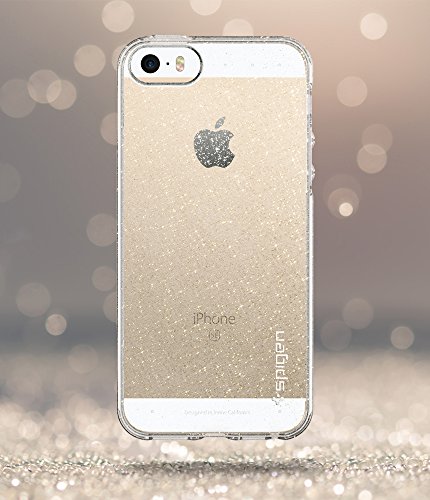 iPhone 5 / 5S / SE Case, SpigenÂ® [Liquid Armor] [Glitter Crystal Quartz] SOFT-FLEX **NEW** Silicone Shockproof Protection, Premium Flexible Soft TPU slim thin clear cover for iPhone 5 / 5S / SE - (041CS21959)
