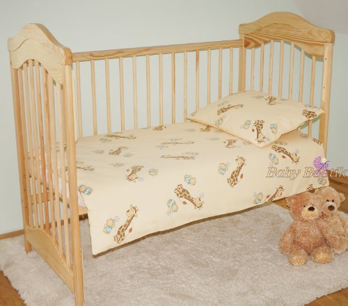 2 Piece Duvet Cover & Pillowcase Junior / Toddler Bed Bedding Set 150 x 120 cm / Animal Print - GIRAFFE ECRU