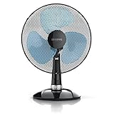 Brandson Ventilateur de table 30 cm | 40W Turbo Fan | fonction oscillation 85° | Trois vitesses | pales aérodynamiques et silcencieux | noir/bleu