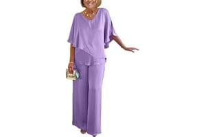 shownicer Completo Donna Elegante Tailleur in Chiffon 2 Pezzi Set Completi di Pantaloni da Cerimonia Due Pezzi Set Taglia Grande Abbigliamento per Business e Matrimoni