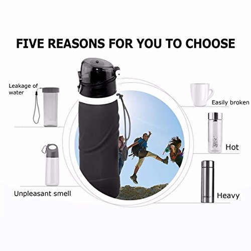 OUTERDO 750ML Faltbare Wasserflasche Sportflasche Trinkflasche BPA Frei, FDA GeprüftFür Outdoor Sports, Radfahren, Reisen, Wandern, Camping - 4
