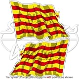 Cataluña catalán saludando bandera España catalunya 3 '(75 mm) vinilo parachoques pegatinas, adhesivos X2