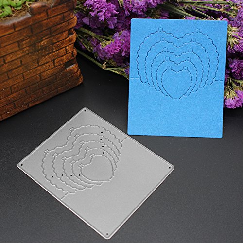 Amazingdeal365 5 PCS Herz Metall Form Schablonen Schneiden DIY Dekor Sammelalbum Karten Buchzeichen Lesezeichen als Geschenk für Freunde Geburtstag Kinder,Kindergarten Hobby Schule Handarbeit Unterricht usw. Ein tolles Geschenk! - 2