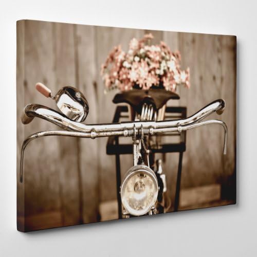 CANVAS MODERN PAINTING - RETRO HOLLAND DUTCH BICYCLE - Bouquet Flowers - 12x16'' (30x40cm) - Thickness 4cm (cod.092)